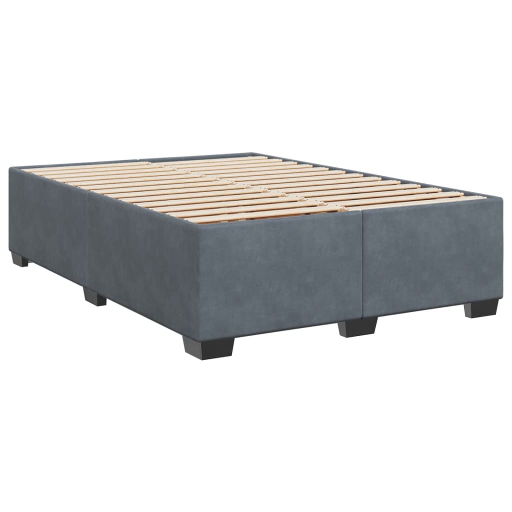 vidaXL Κρεβάτι Boxspring με Στρώμα Σκούρο Γκρι 140x190 εκ. Βελούδινο