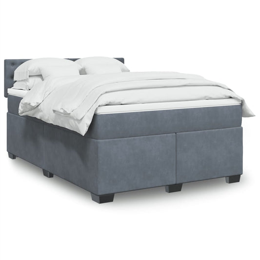 vidaXL Κρεβάτι Boxspring με Στρώμα Σκούρο Γκρι 140x190 εκ. Βελούδινο