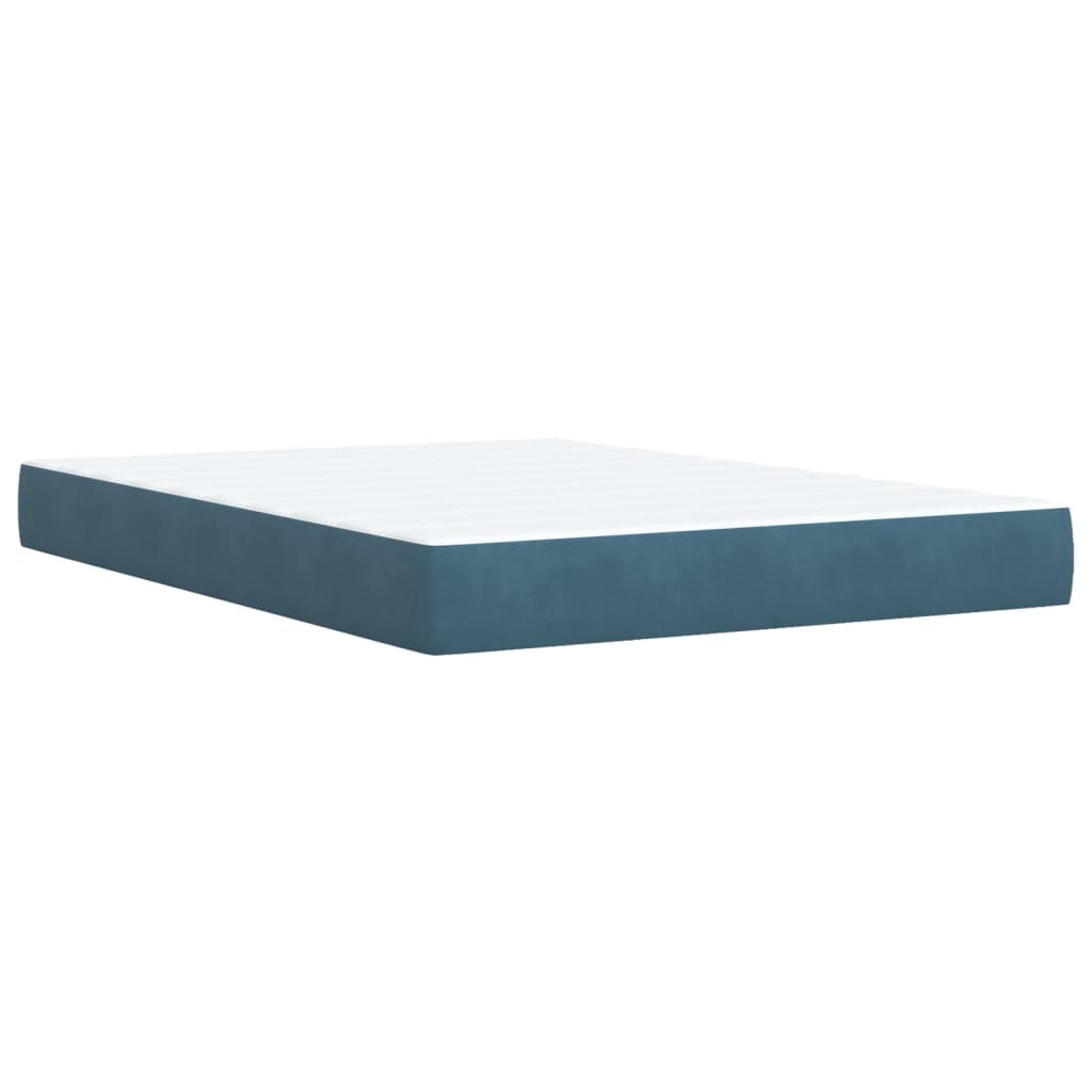 vidaXL Κρεβάτι Boxspring με Στρώμα Σκούρο Μπλε 140x190 εκ. Βελούδινο