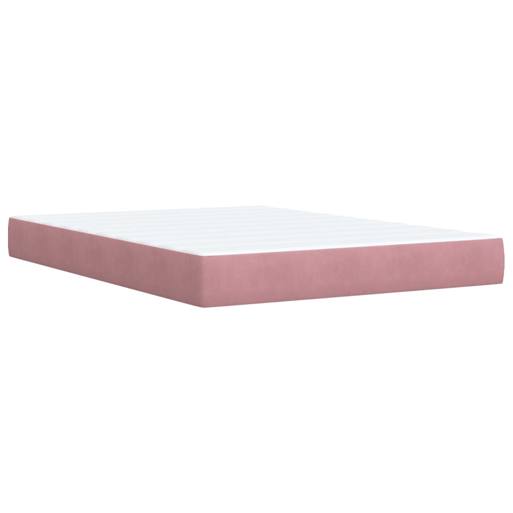 vidaXL Κρεβάτι Boxspring με Στρώμα Ροζ 140x190 εκ. Βελούδινο