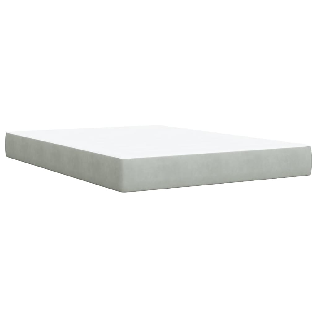 vidaXL Κρεβάτι Boxspring με Στρώμα Ανοιχτό Γκρι 140x200 εκ. Βελούδινο