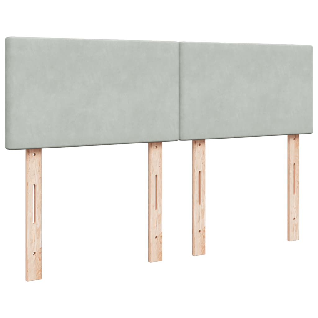 vidaXL Κρεβάτι Boxspring με Στρώμα Ανοιχτό Γκρι 140x200 εκ. Βελούδινο