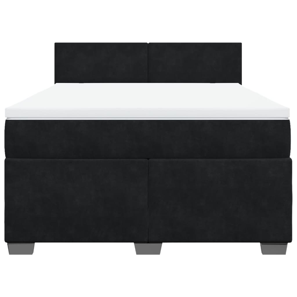 vidaXL Κρεβάτι Boxspring με Στρώμα Μαύρο 140x200 εκ. Βελούδινο