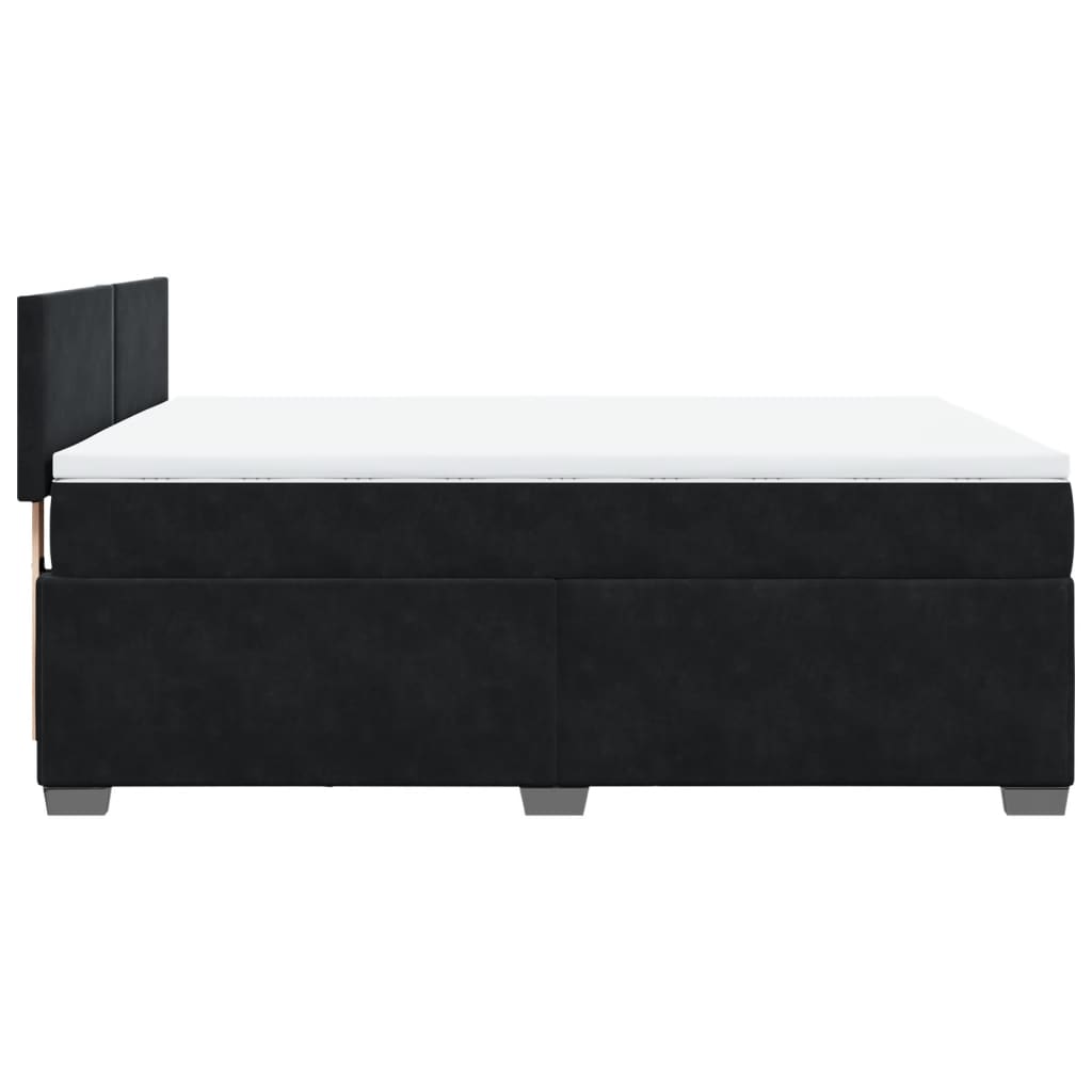vidaXL Κρεβάτι Boxspring με Στρώμα Μαύρο 140x200 εκ. Βελούδινο