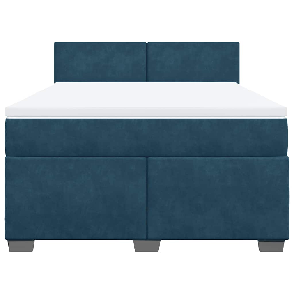 vidaXL Κρεβάτι Boxspring με Στρώμα Σκούρο Μπλε 140x200 εκ. Βελούδινο