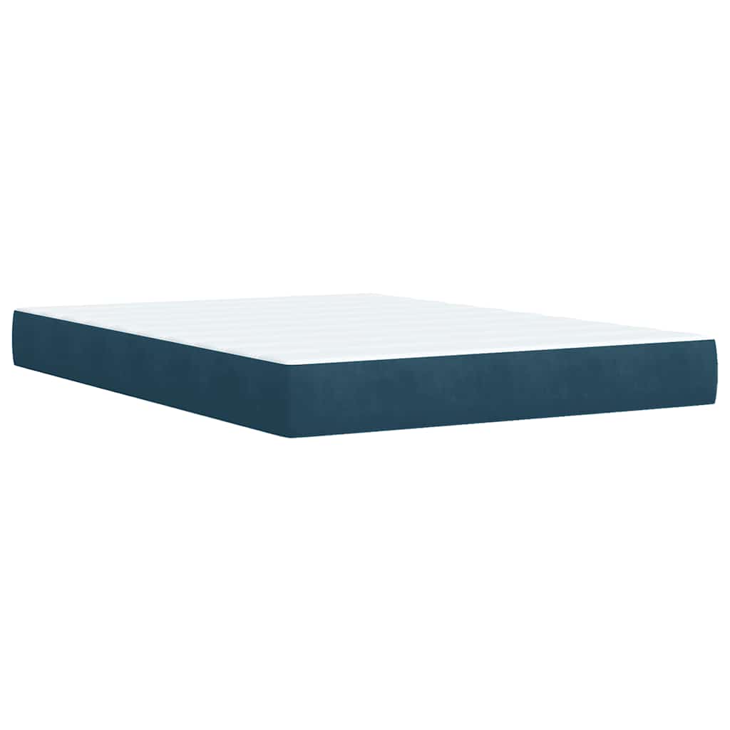 vidaXL Κρεβάτι Boxspring με Στρώμα Σκούρο Μπλε 140x200 εκ. Βελούδινο