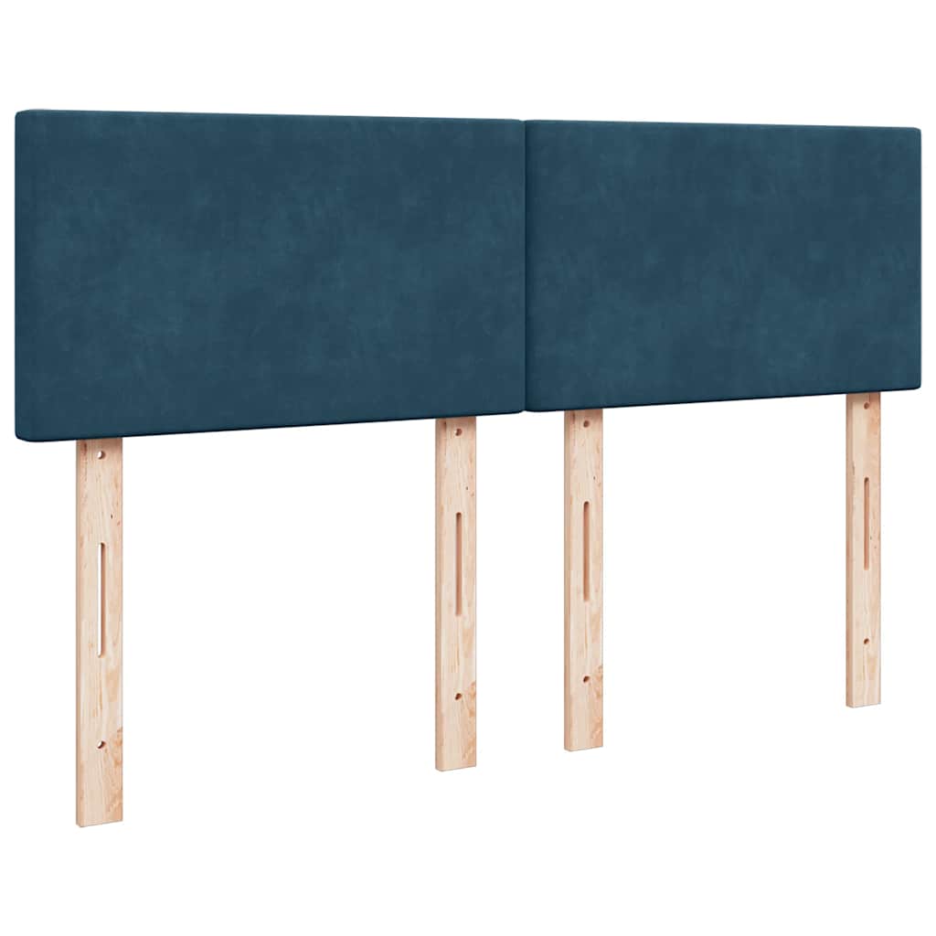 vidaXL Κρεβάτι Boxspring με Στρώμα Σκούρο Μπλε 140x200 εκ. Βελούδινο