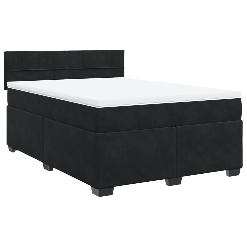 vidaXL Κρεβάτι Boxspring με Στρώμα Μαύρο 140x200 εκ. Βελούδινο