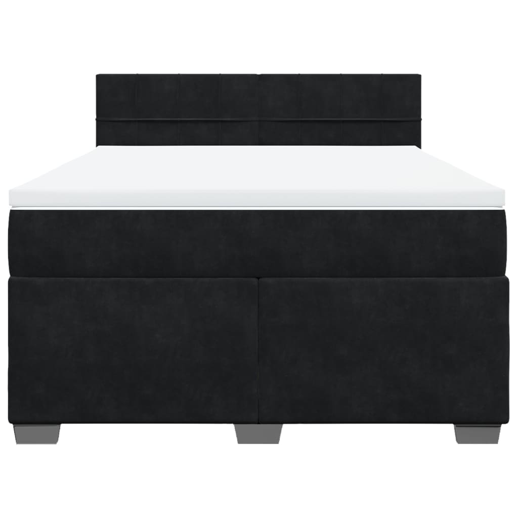 vidaXL Κρεβάτι Boxspring με Στρώμα Μαύρο 140x200 εκ. Βελούδινο