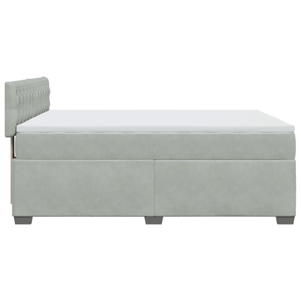 vidaXL Κρεβάτι Boxspring με Στρώμα Ανοιχτό Γκρι 140x200 εκ. Βελούδινο