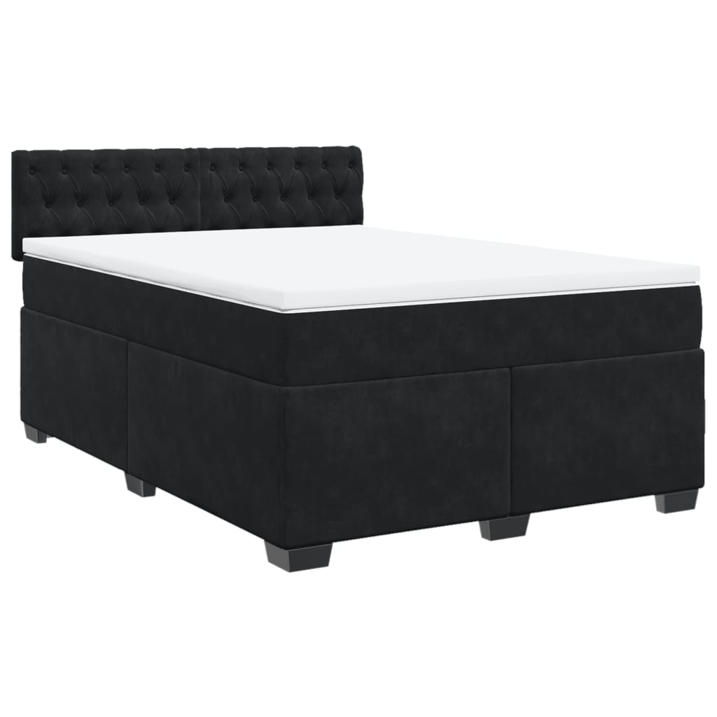 vidaXL Κρεβάτι Boxspring με Στρώμα Μαύρο 140x200 εκ. Βελούδινο