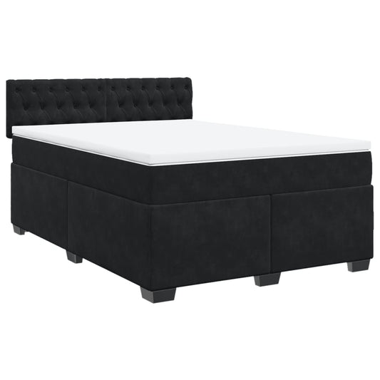 vidaXL Κρεβάτι Boxspring με Στρώμα Μαύρο 140x200 εκ. Βελούδινο