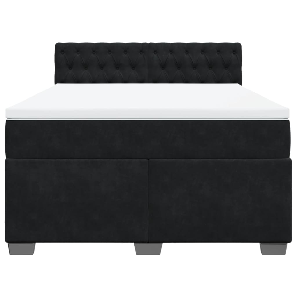 vidaXL Κρεβάτι Boxspring με Στρώμα Μαύρο 140x200 εκ. Βελούδινο