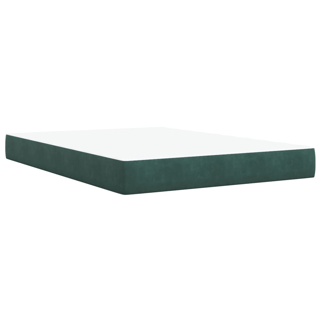 vidaXL Κρεβάτι Boxspring με Στρώμα Σκούρο Πράσινο 140x200εκ. Βελούδινο