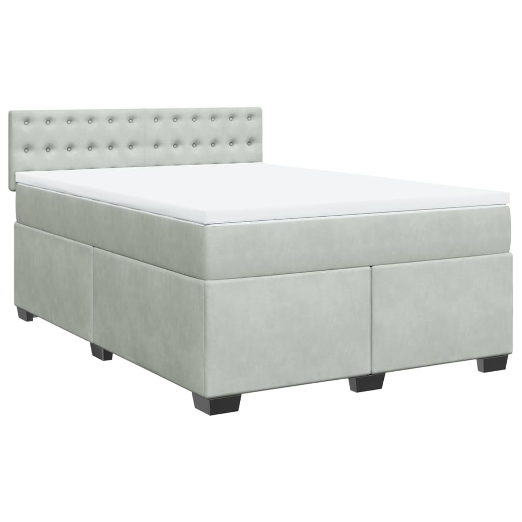 vidaXL Κρεβάτι Boxspring με Στρώμα Ανοιχτό Γκρι 140x200 εκ. Βελούδινο