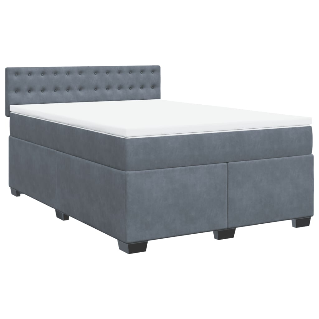 vidaXL Κρεβάτι Boxspring με Στρώμα Σκούρο Γκρι 140x200 εκ. Βελούδινο