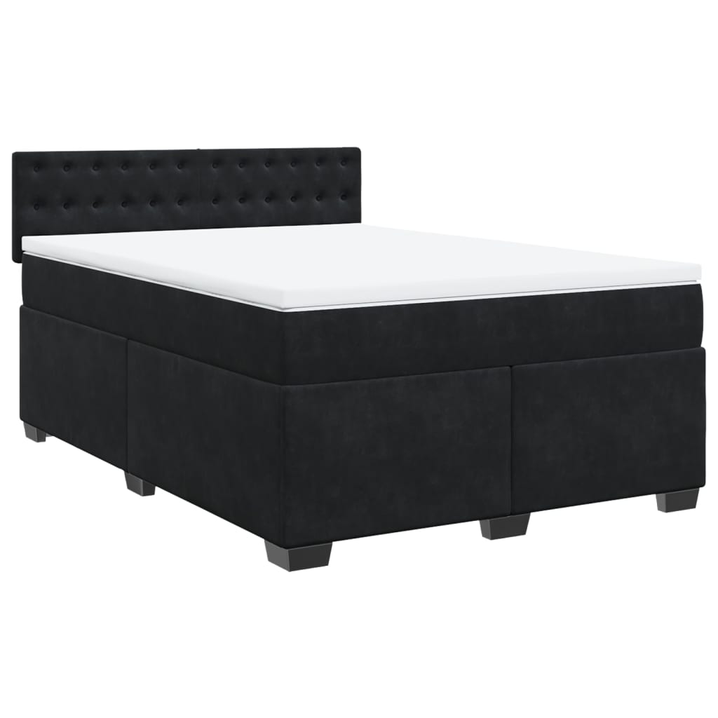 vidaXL Κρεβάτι Boxspring με Στρώμα Μαύρο 140x200 εκ. Βελούδινο