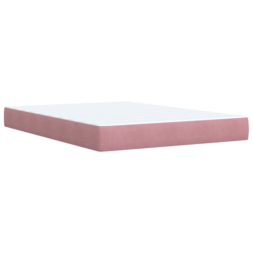 vidaXL Κρεβάτι Boxspring με Στρώμα Σκούρο Ροζ 140x200 εκ. Βελούδινο