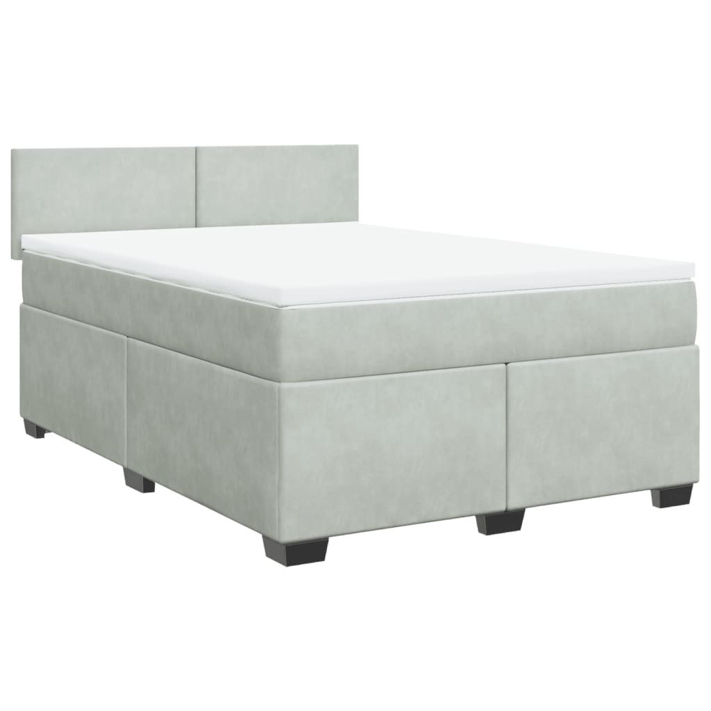 vidaXL Κρεβάτι Boxspring με Στρώμα Ανοιχτό Γκρι 160x200 εκ. Βελούδινο