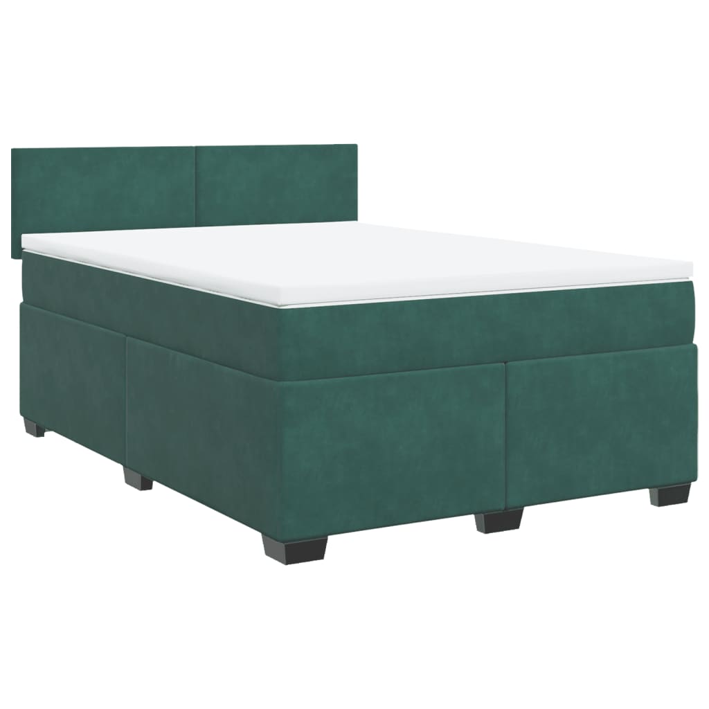 vidaXL Κρεβάτι Boxspring με Στρώμα Σκούρο Πράσινο 160x200εκ. Βελούδινο