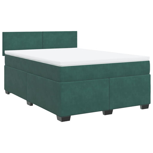 vidaXL Κρεβάτι Boxspring με Στρώμα Σκούρο Πράσινο 160x200εκ. Βελούδινο
