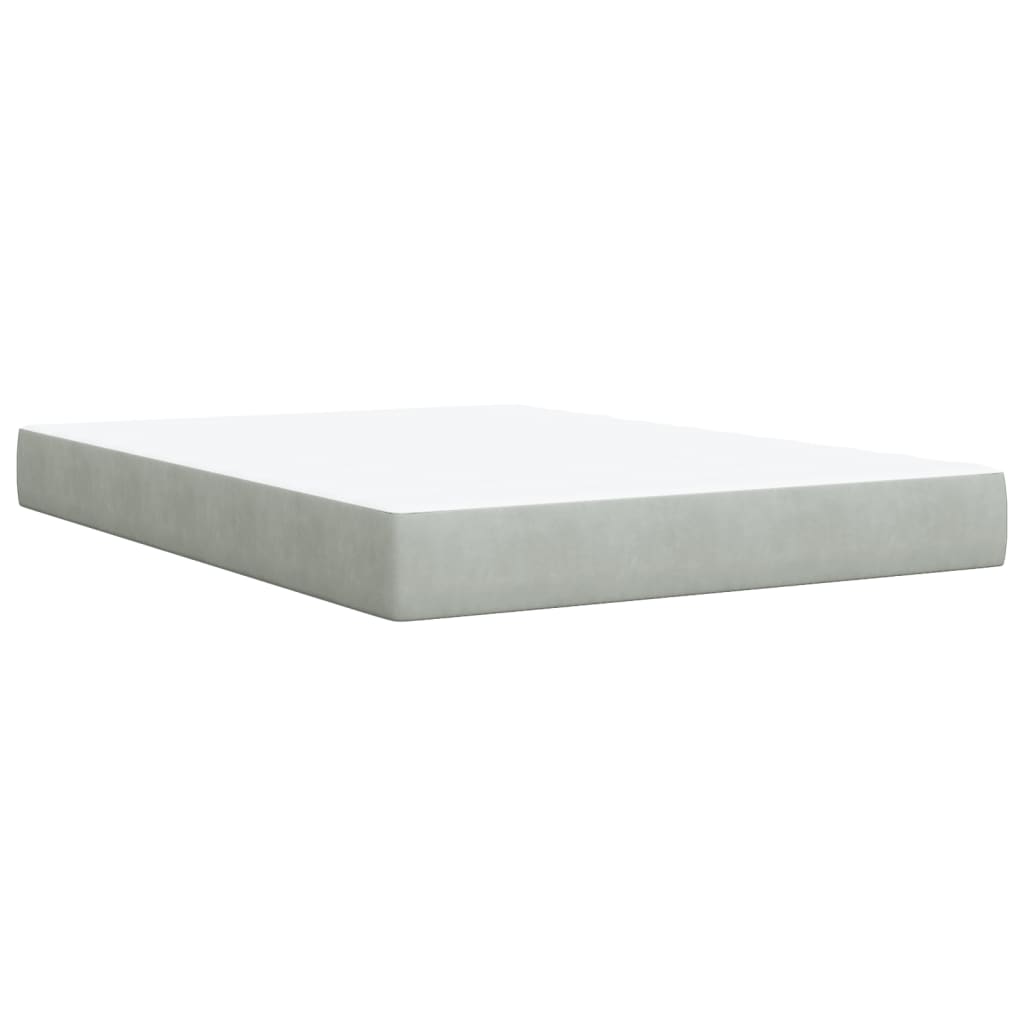 vidaXL Κρεβάτι Boxspring με Στρώμα Ανοιχτό Γκρι 160x200 εκ. Βελούδινο
