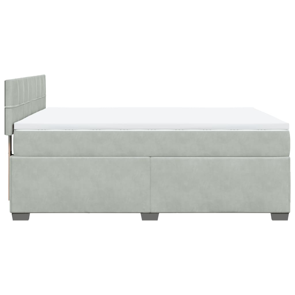 vidaXL Κρεβάτι Boxspring με Στρώμα Ανοιχτό Γκρι 160x200 εκ. Βελούδινο