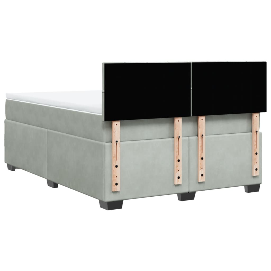 vidaXL Κρεβάτι Boxspring με Στρώμα Ανοιχτό Γκρι 160x200 εκ. Βελούδινο