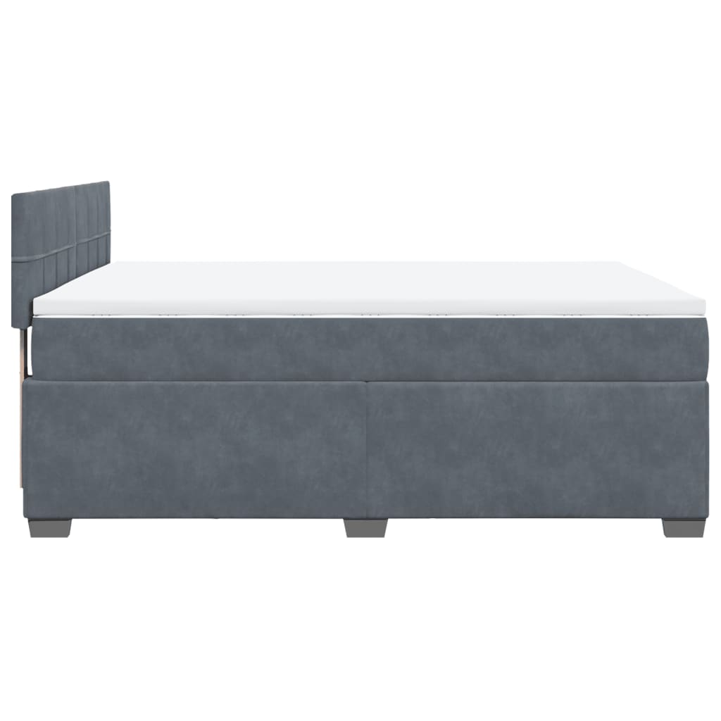 vidaXL Κρεβάτι Boxspring με Στρώμα Σκούρο Γκρι 160x200 εκ. Βελούδινο