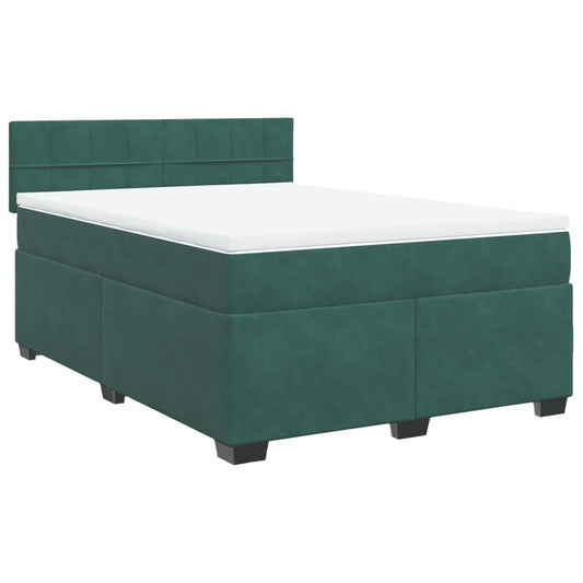 vidaXL Κρεβάτι Boxspring με Στρώμα Σκούρο Πράσινο 160x200εκ. Βελούδινο