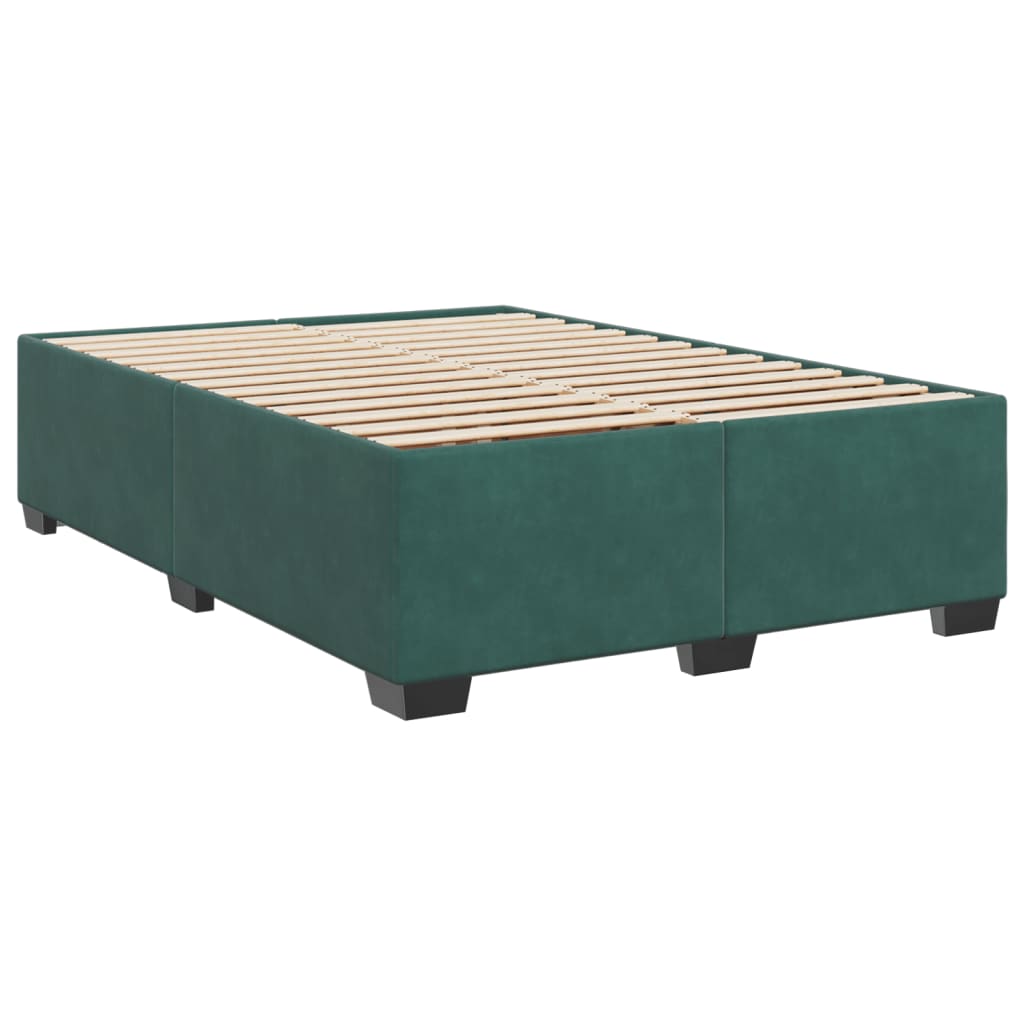 vidaXL Κρεβάτι Boxspring με Στρώμα Σκούρο Πράσινο 160x200εκ. Βελούδινο