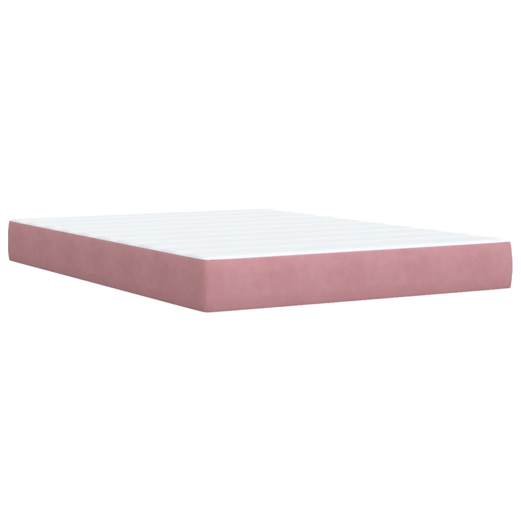 vidaXL Κρεβάτι Boxspring με Στρώμα Ροζ 160x200 εκ. Βελούδινο