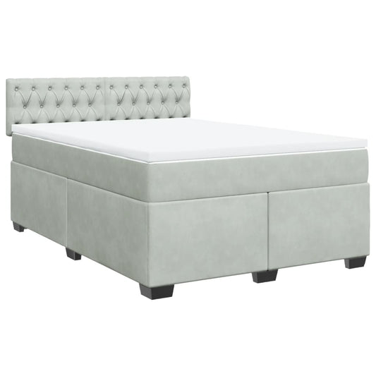vidaXL Κρεβάτι Boxspring με Στρώμα Ανοιχτό Γκρι 160x200 εκ. Βελούδινο