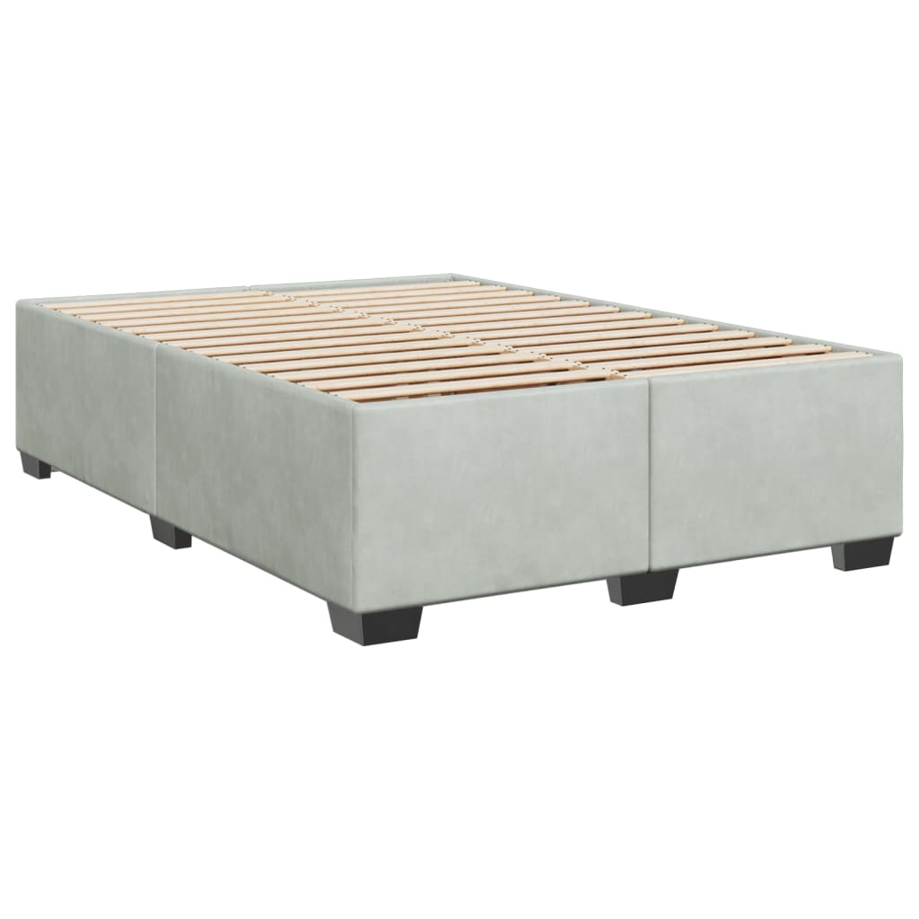 vidaXL Κρεβάτι Boxspring με Στρώμα Ανοιχτό Γκρι 160x200 εκ. Βελούδινο