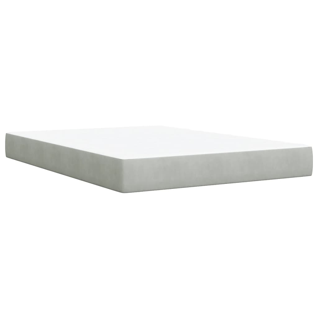 vidaXL Κρεβάτι Boxspring με Στρώμα Ανοιχτό Γκρι 160x200 εκ. Βελούδινο