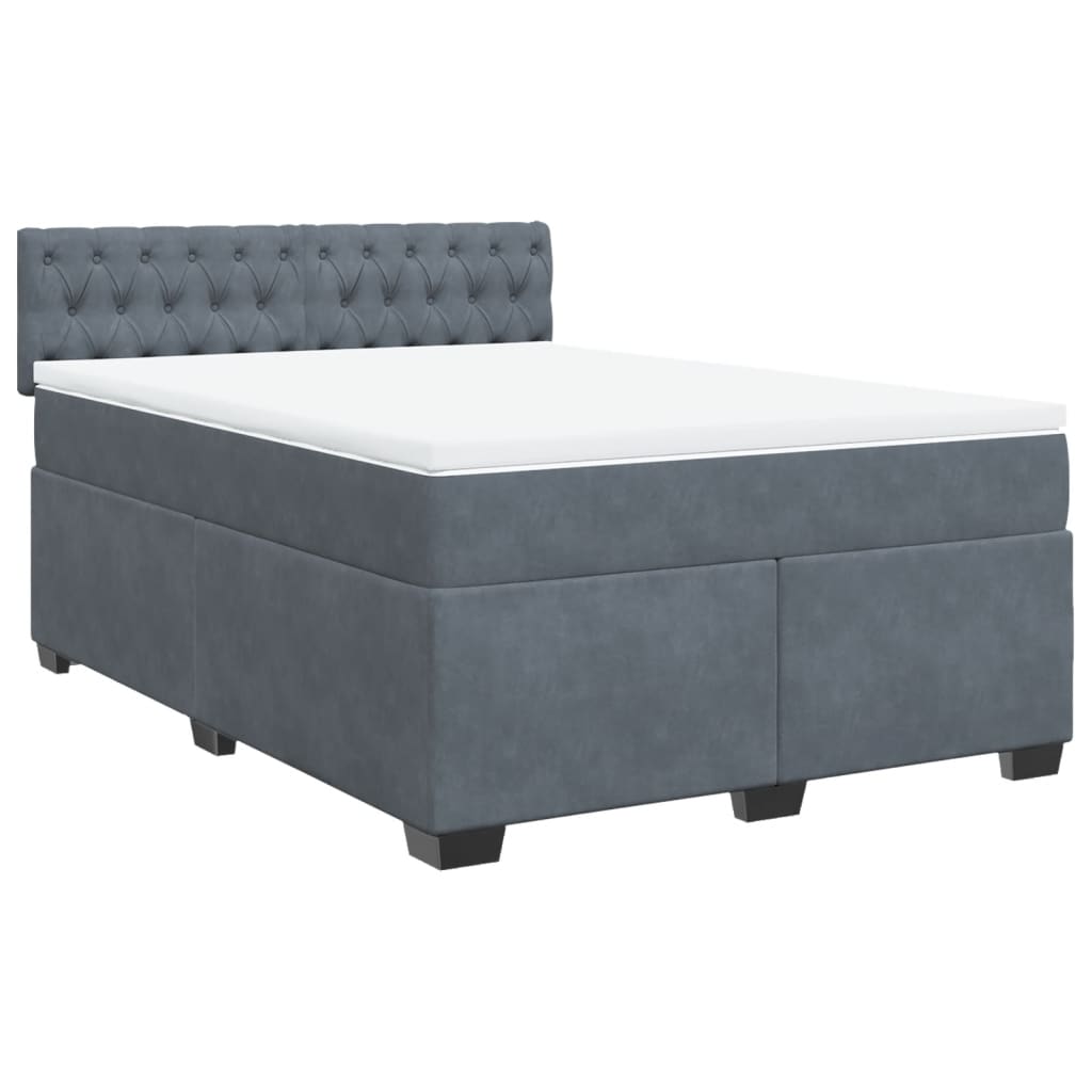 vidaXL Κρεβάτι Boxspring με Στρώμα Σκούρο Γκρι 160x200 εκ. Βελούδινο