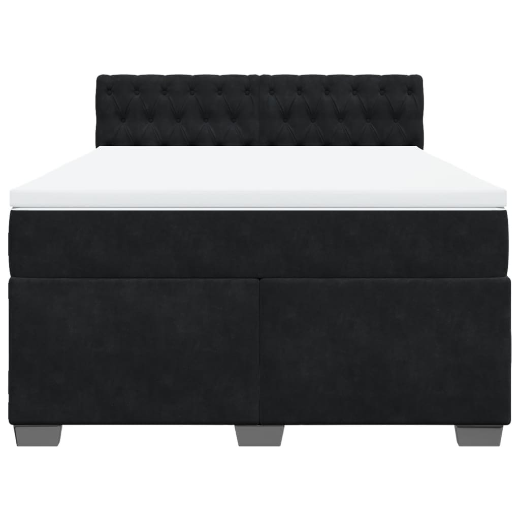 vidaXL Κρεβάτι Boxspring με Στρώμα Μαύρο 160x200 εκ. Βελούδινο