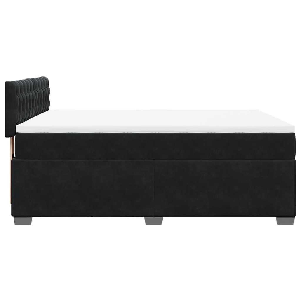 vidaXL Κρεβάτι Boxspring με Στρώμα Μαύρο 160x200 εκ. Βελούδινο