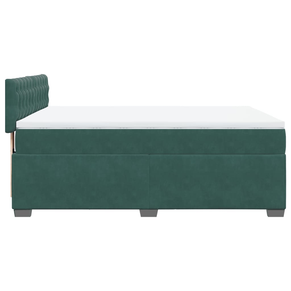 vidaXL Κρεβάτι Boxspring με Στρώμα Σκούρο Πράσινο 160x200εκ. Βελούδινο