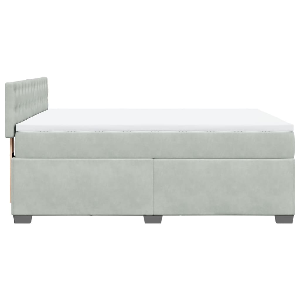 vidaXL Κρεβάτι Boxspring με Στρώμα Ανοιχτό Γκρι 160x200 εκ. Βελούδινο