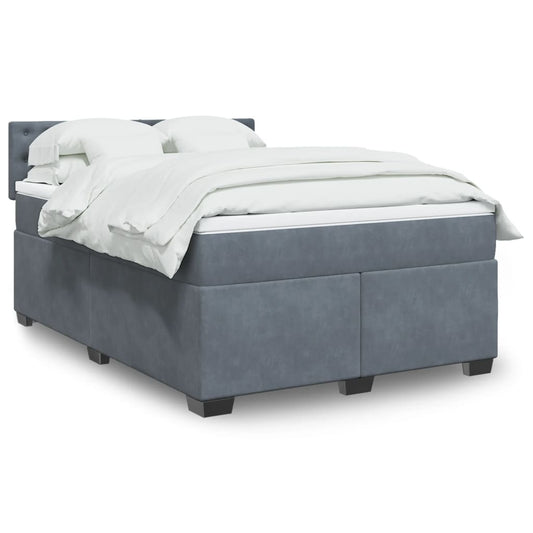 vidaXL Κρεβάτι Boxspring με Στρώμα Σκούρο Γκρι 160x200 εκ. Βελούδινο