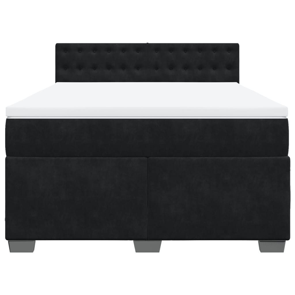 vidaXL Κρεβάτι Boxspring με Στρώμα Μαύρο 160x200 εκ. Βελούδινο