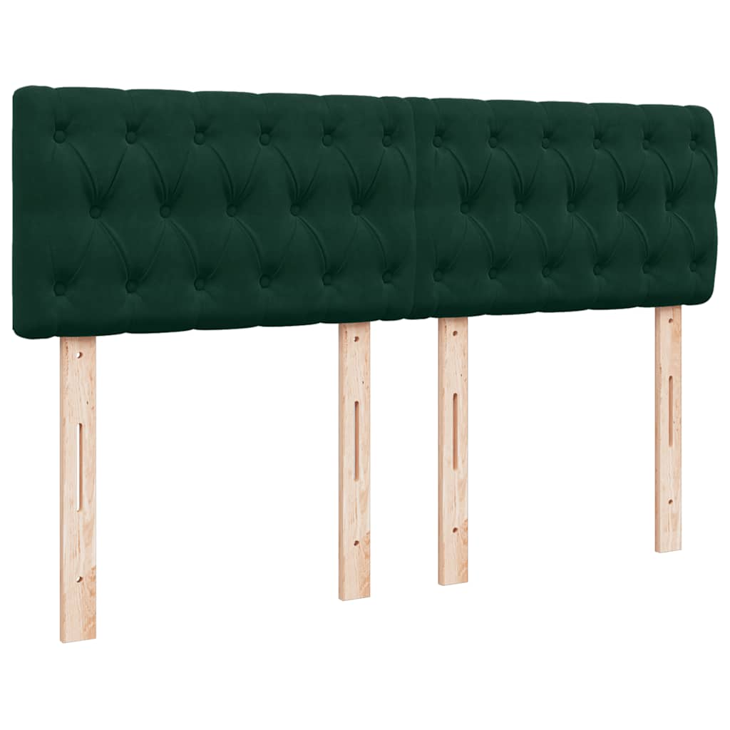 vidaXL Κρεβάτι Boxspring με Στρώμα Σκούρο Πράσινο 160x200εκ. Βελούδινο