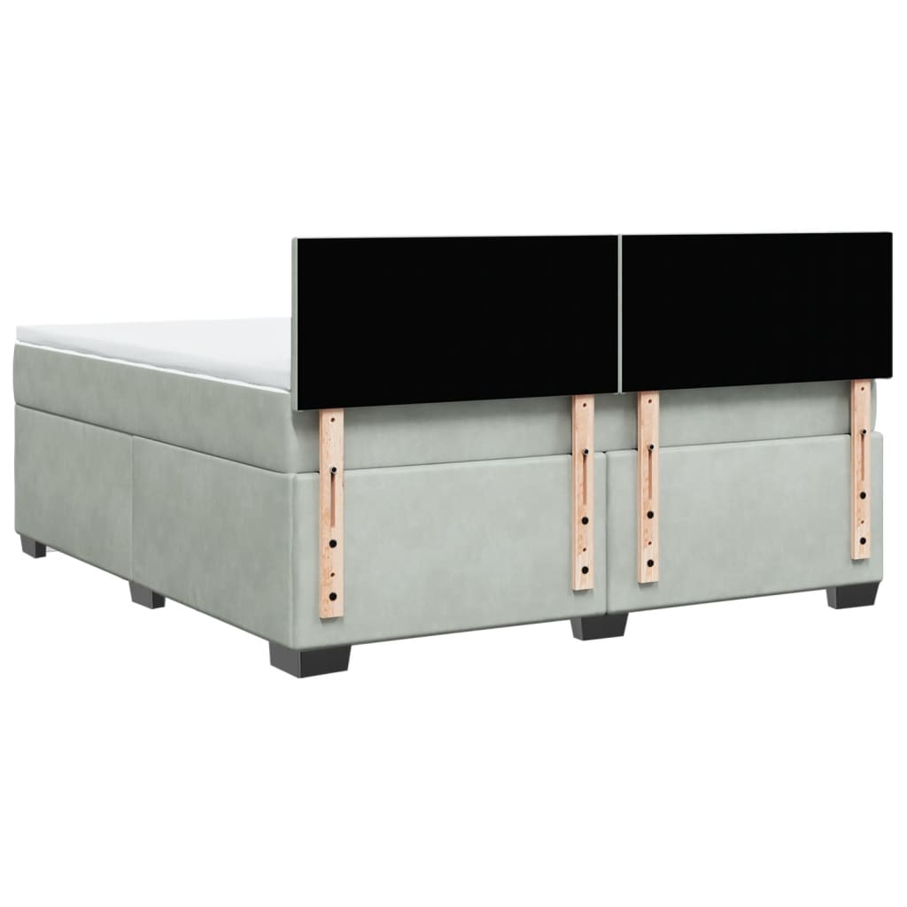 vidaXL Κρεβάτι Boxspring με Στρώμα Ανοιχτό Γκρι 180x200 εκ. Βελούδινο
