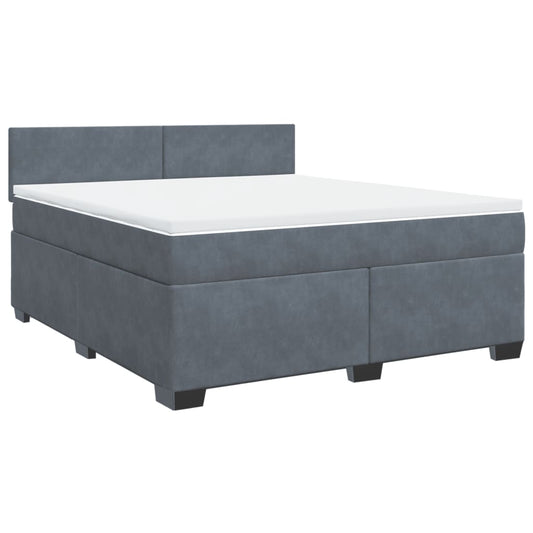 vidaXL Κρεβάτι Boxspring με Στρώμα Σκούρο Γκρι 180x200 εκ. Βελούδινο