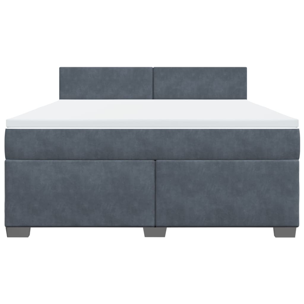 vidaXL Κρεβάτι Boxspring με Στρώμα Σκούρο Γκρι 180x200 εκ. Βελούδινο