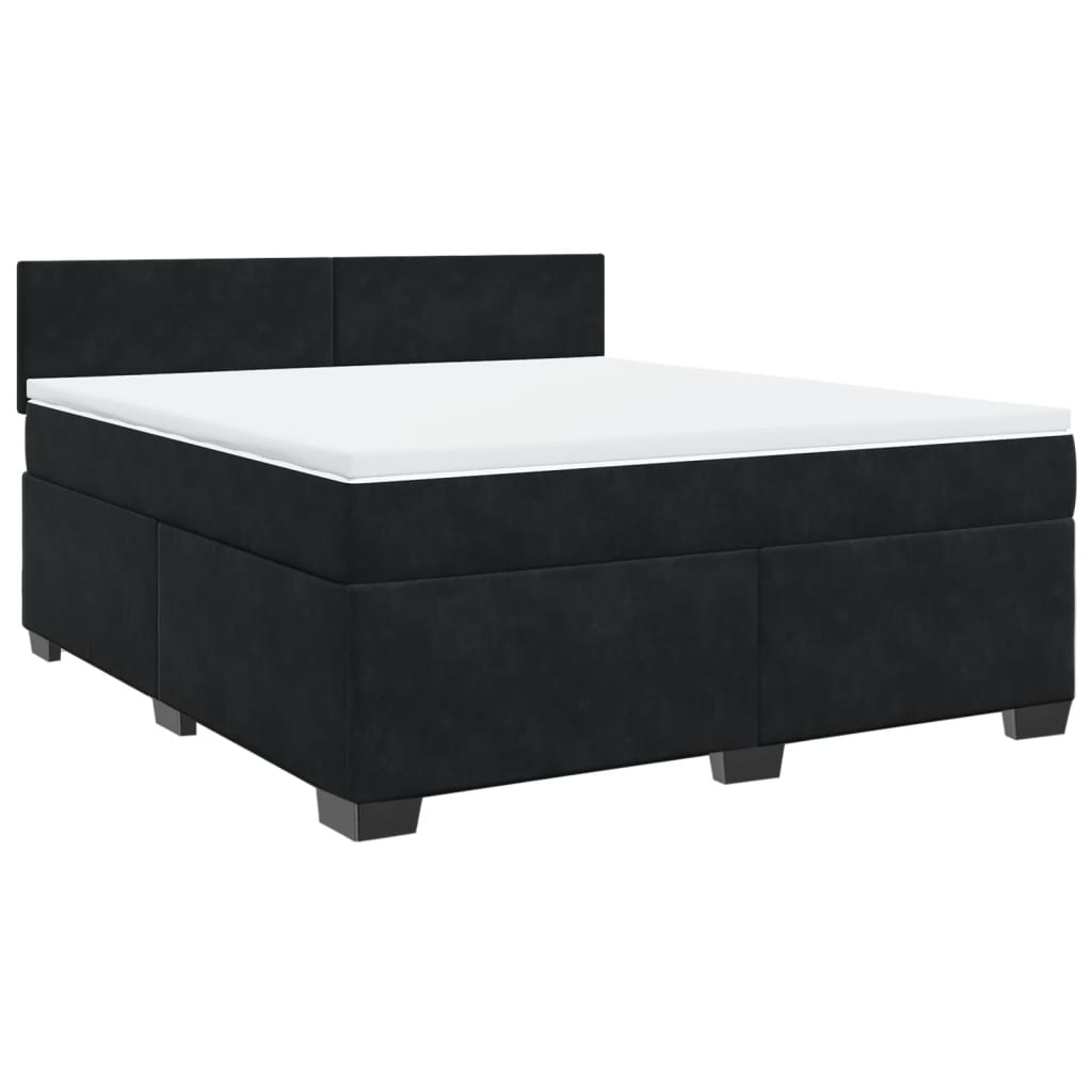 vidaXL Κρεβάτι Boxspring με Στρώμα Μαύρο 180x200 εκ. Βελούδινο