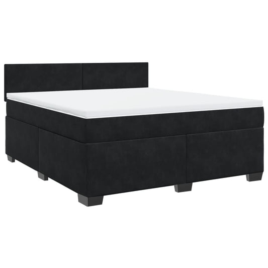 vidaXL Κρεβάτι Boxspring με Στρώμα Μαύρο 180x200 εκ. Βελούδινο