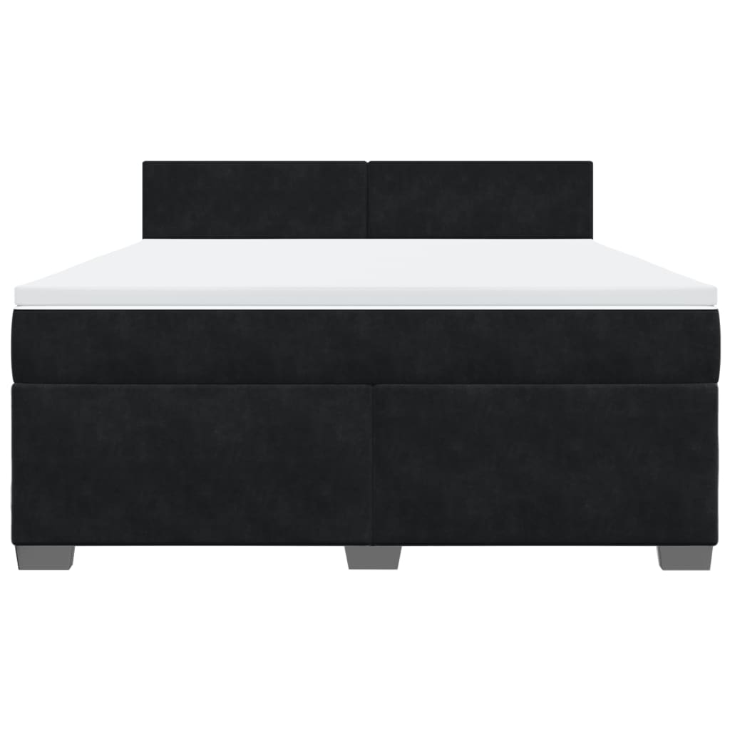 vidaXL Κρεβάτι Boxspring με Στρώμα Μαύρο 180x200 εκ. Βελούδινο