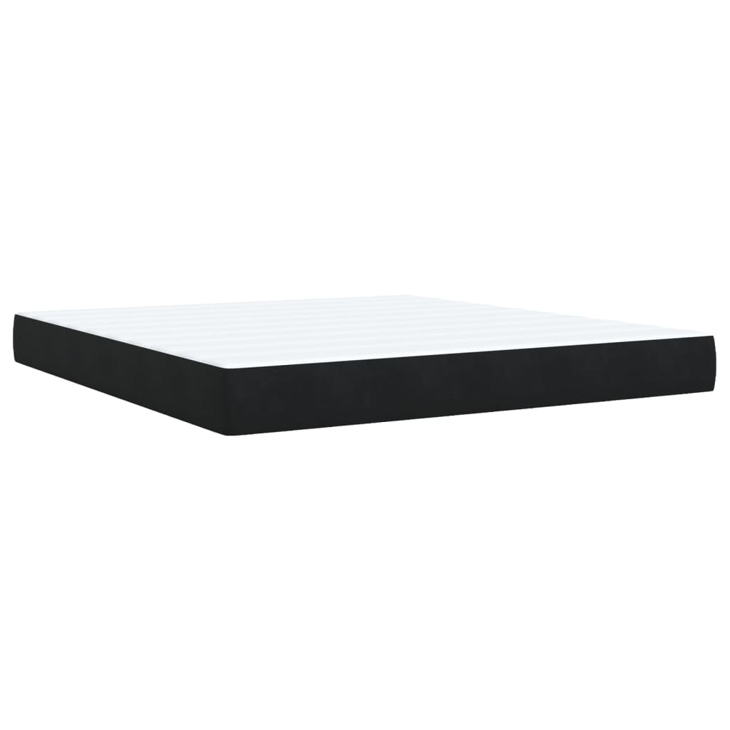 vidaXL Κρεβάτι Boxspring με Στρώμα Μαύρο 180x200 εκ. Βελούδινο